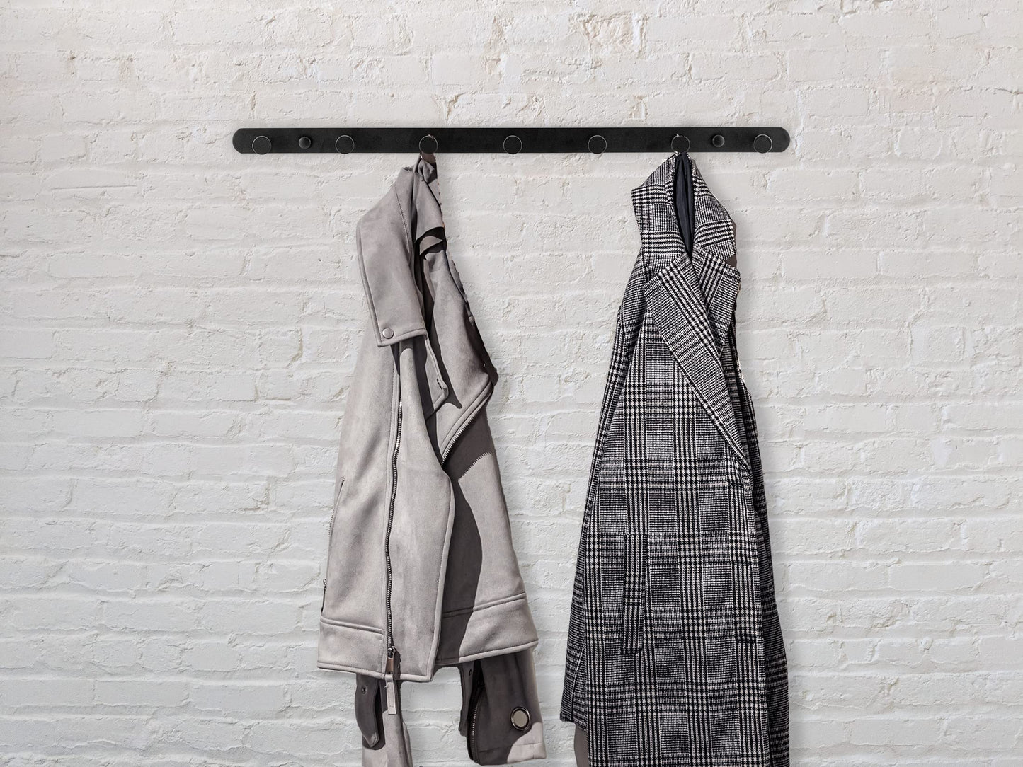 Brute Strength – Stainless Steel wall Coat Rack – Black – 7 Hooks · 54 cm