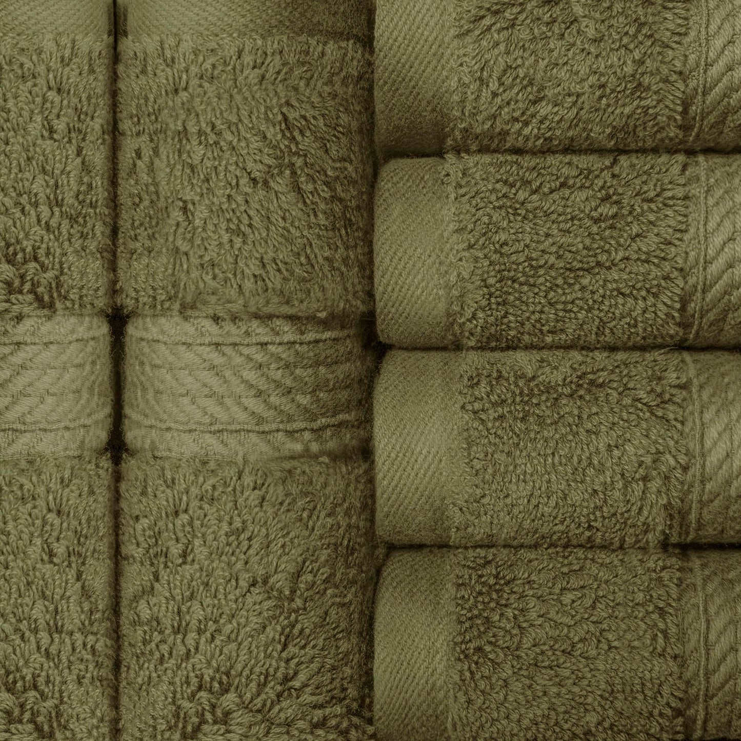 Superior 900 Gram 100% Premium Long-Staple Combed Cotton 6-Piece Face Towel Set, Forest Green