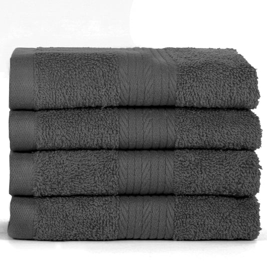 Ample Decor Cotton Washcloths Set 4, 30 X 30 cm, 100% Cotton Premium Quality Flannel Face Cloths, Highly Absorbent Fingertip Towels - Grey