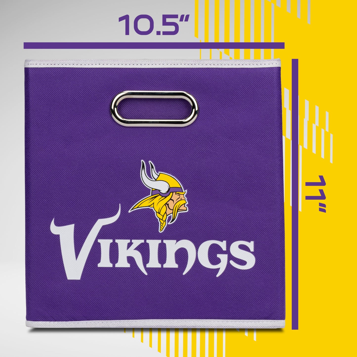 Franklin Sports Minnesota Vikings NFL Storage Bin - Collapsible Cube Container + Storage Basket - NFL Office, Bedroom + Living Room Décor - 11"x11"