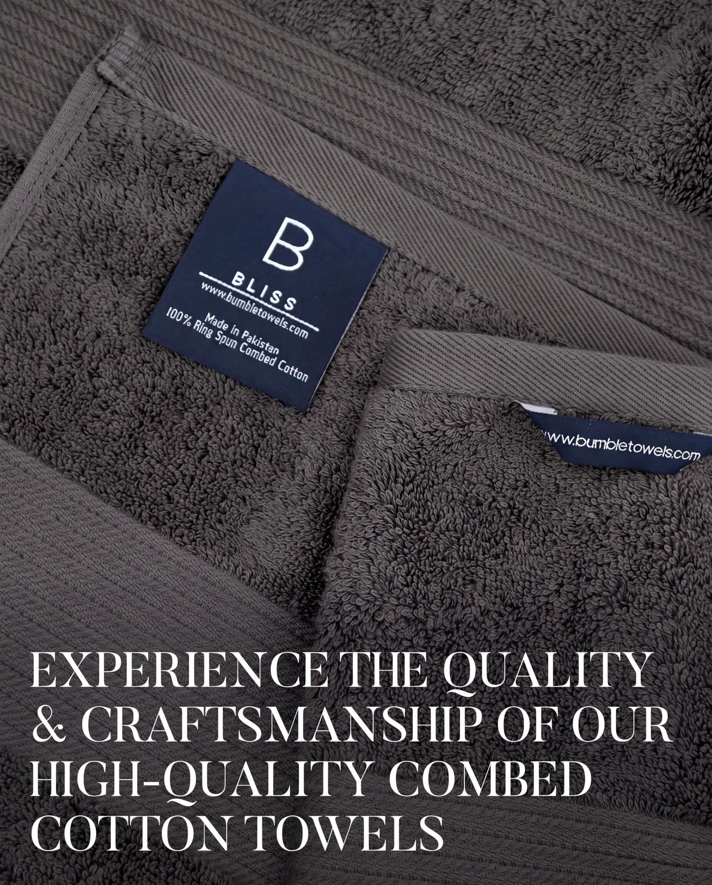 Bliss Luxury Combed Cotton Bath Towels - 34" x 56"/86 x 142 cm Extra Large Premium Quality Bath Sheet - 650 GSM - Soft, Absorbent (4 Pack, Dark Grey)
