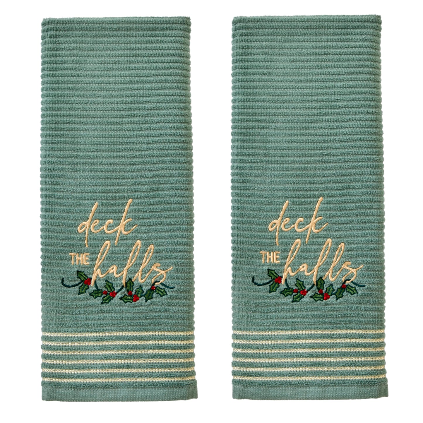SKL Home Christmas Deck The Halls Hand Towel Set, Green (2-Pack)