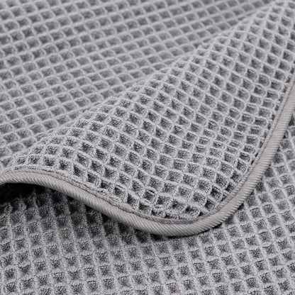 POLYTE Microfibre Oversize Quick Dry Lint Free Bath Towel, 152 x 76 cm, 4 Pack (Grey, Waffle Weave)