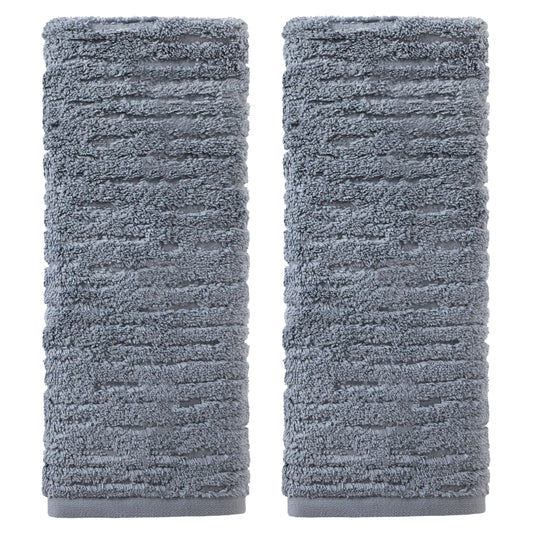 SKL Home CloudSoft Cotton Luxury 2-Piece Hand Towel Set, Smoke Blue