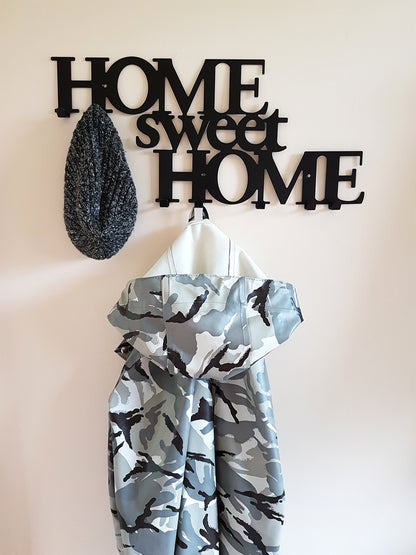 Wall Mounted Coat Clothing Rack Hangers 7 Hooks Decoration Design Steel Metal Black White 58cm Home Sweet Home Black