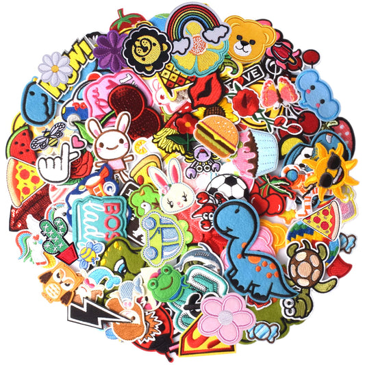 TACVEL 60PCS Random Assorted Styles Embroidered Patch Sew On/Iron On Patch Applique Clothes Dress Pants Hats Jeans Sewing Flowers Applique DIY