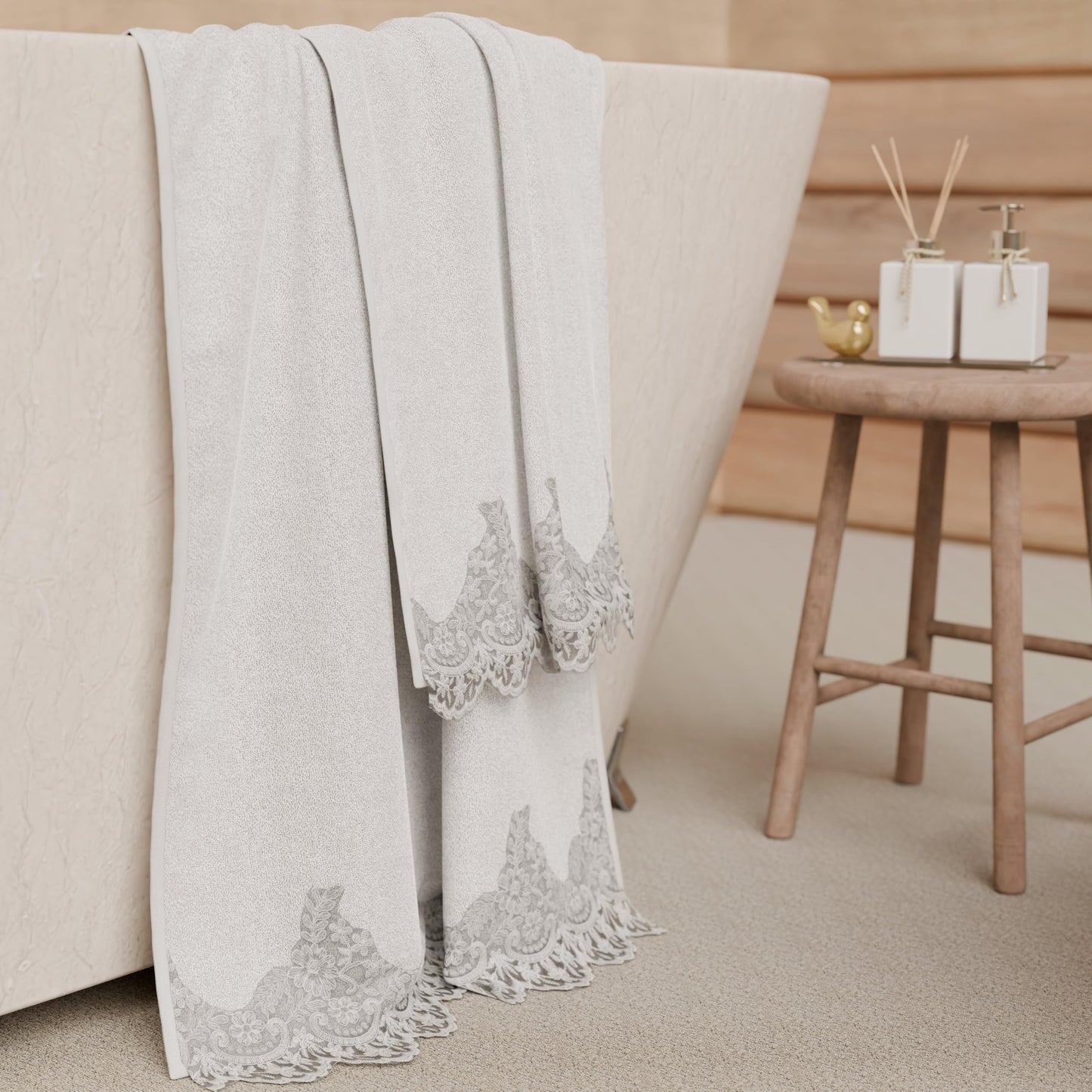 PETTI Artigiani Italiani - 100% Cotton Terry Bath Towels, 1+1 Towel Set, 2 Pieces, 1 Face Towel and 1 Hand Towel, White