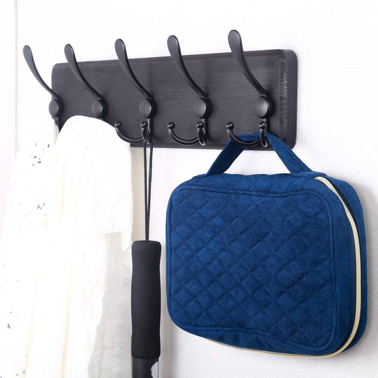 SKOLOO Coat Rack Wall Mounted - Wooden, Heavy Duty, Rustic Coat Hooks for Wall, 16'' Hole to Hole