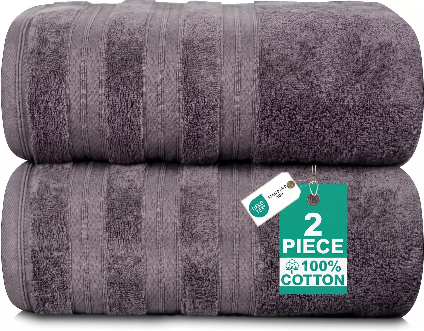 MELLUVA Bath Towels Set of 2 | 100% Turkish Cotton | 70 x 125 cm | Soft and Absorbent 600 GSM | Quick Dry Bathroom Shower Towels | Dow Grey