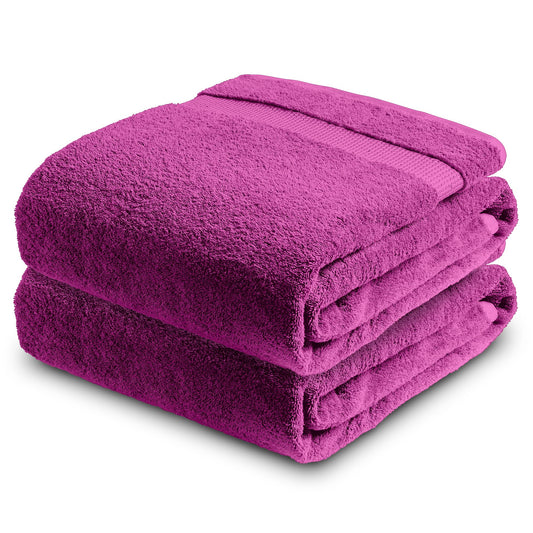 Towelogy? 100% Egyptian Cotton Super Jumbo Bath Sheet 100x180cm Spa Body Wrap Extra Large Bath Towel Hotel Quality Machine Washable (Plum Purple, 2)