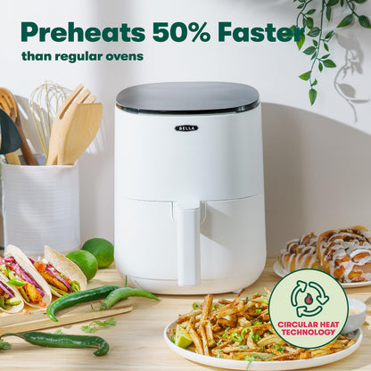 BELLA 3 L Touchscreen Air Fryer Oven and 5-in-1 Multicooker with Removable Nonstick Dishwasher Safe Crisping Tray and Basket, 1400 Watt Heating