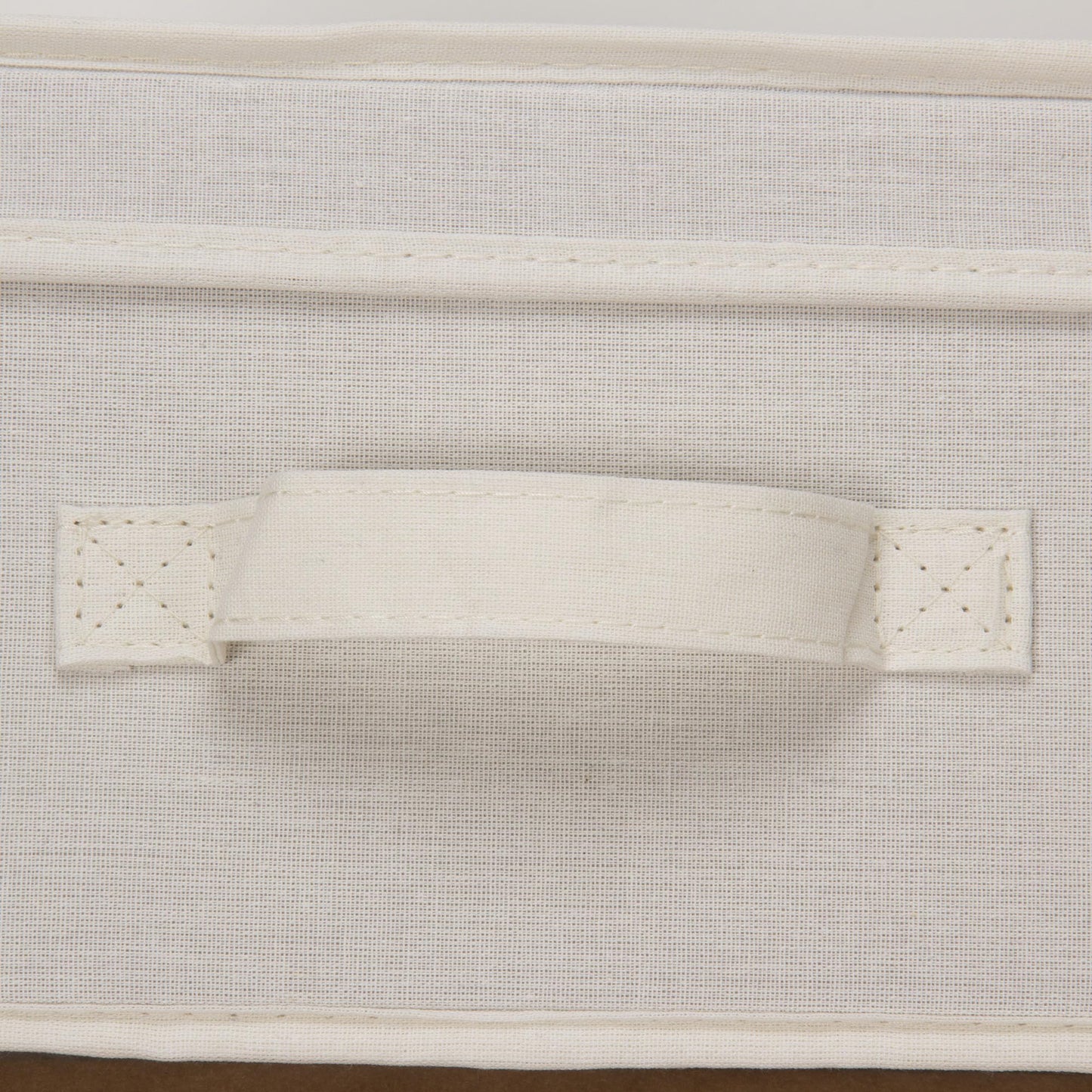 Household Essentials 111 Storage Box with Lid and Handle - Natural Beige Canvas - Medium,Natural Trim