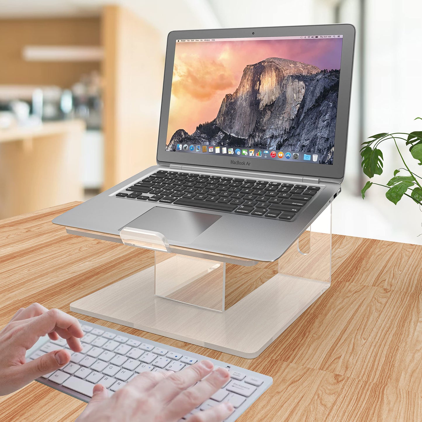 Kamehame Laptop Stand for Desk Acrylic Laptop Riser Anti-Slip Design Ventilated Laptop Holder Compatible with All 10-15.6'' Laptops