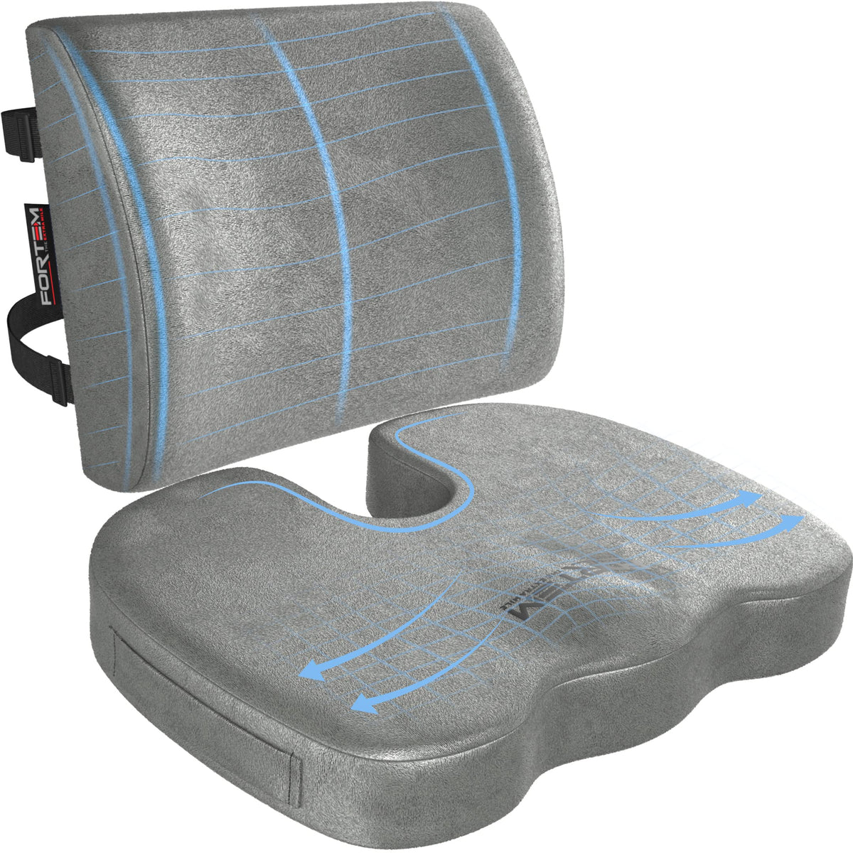 FORTEM Seat Cushion & Lumbar Support for Office Chair, Car Seat Combo