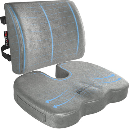 FORTEM Seat Cushion & Lumbar Support for Office Chair, Car Seat Combo