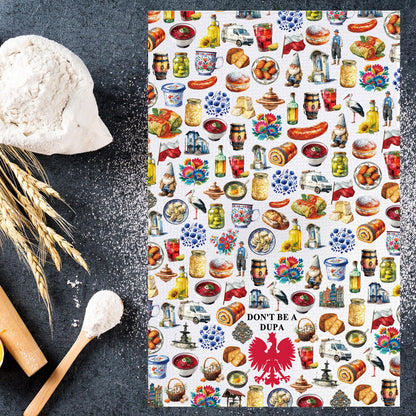 MYSOMY Polish Dish Towels Poland Souvenirs Gifts Don't Be a Dupa Polska Towels Polish Mom Gift Poland Chef Kitchen Merch ManyDUPA kt2
