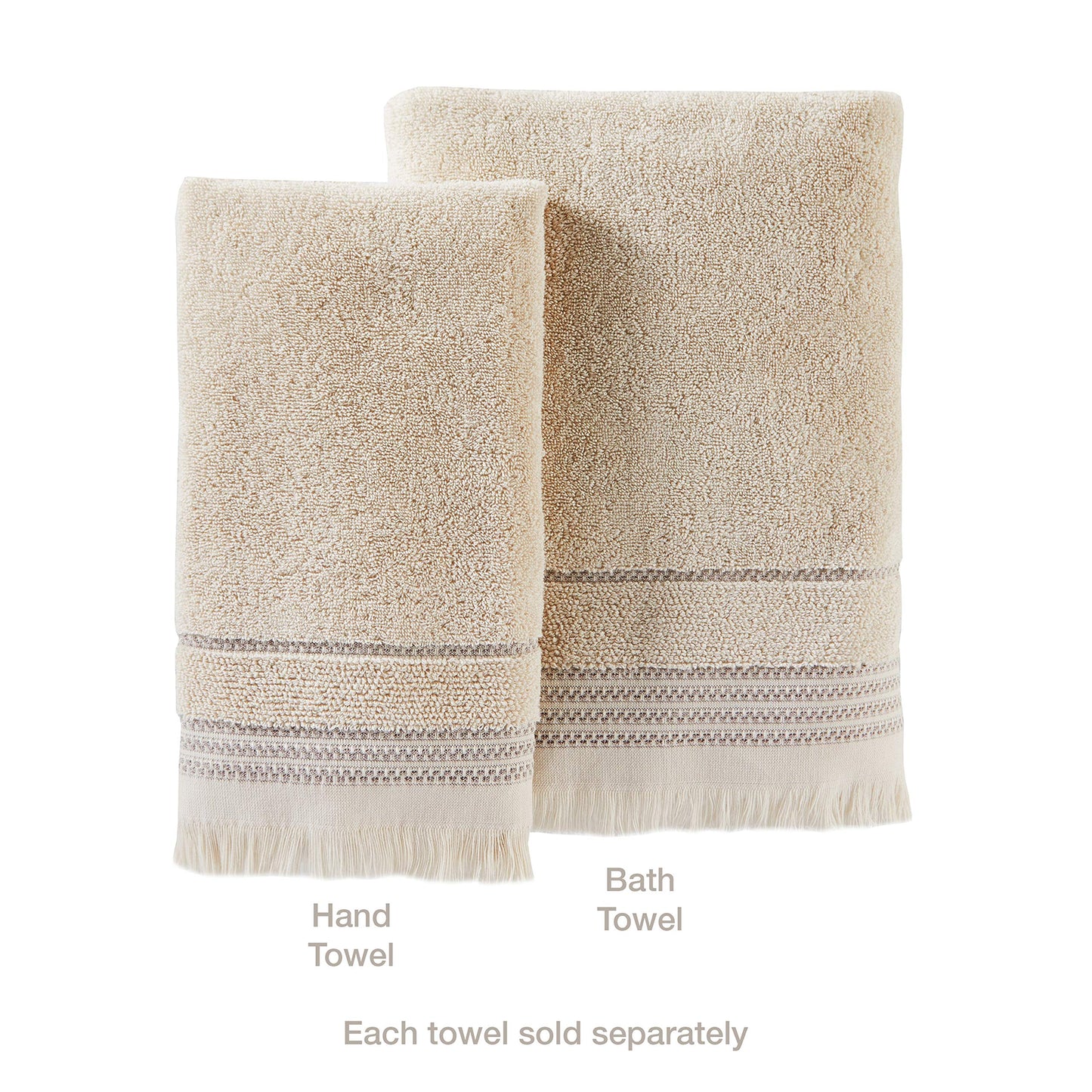 SKL Home Hand Towel Set, Cotton, Taupe