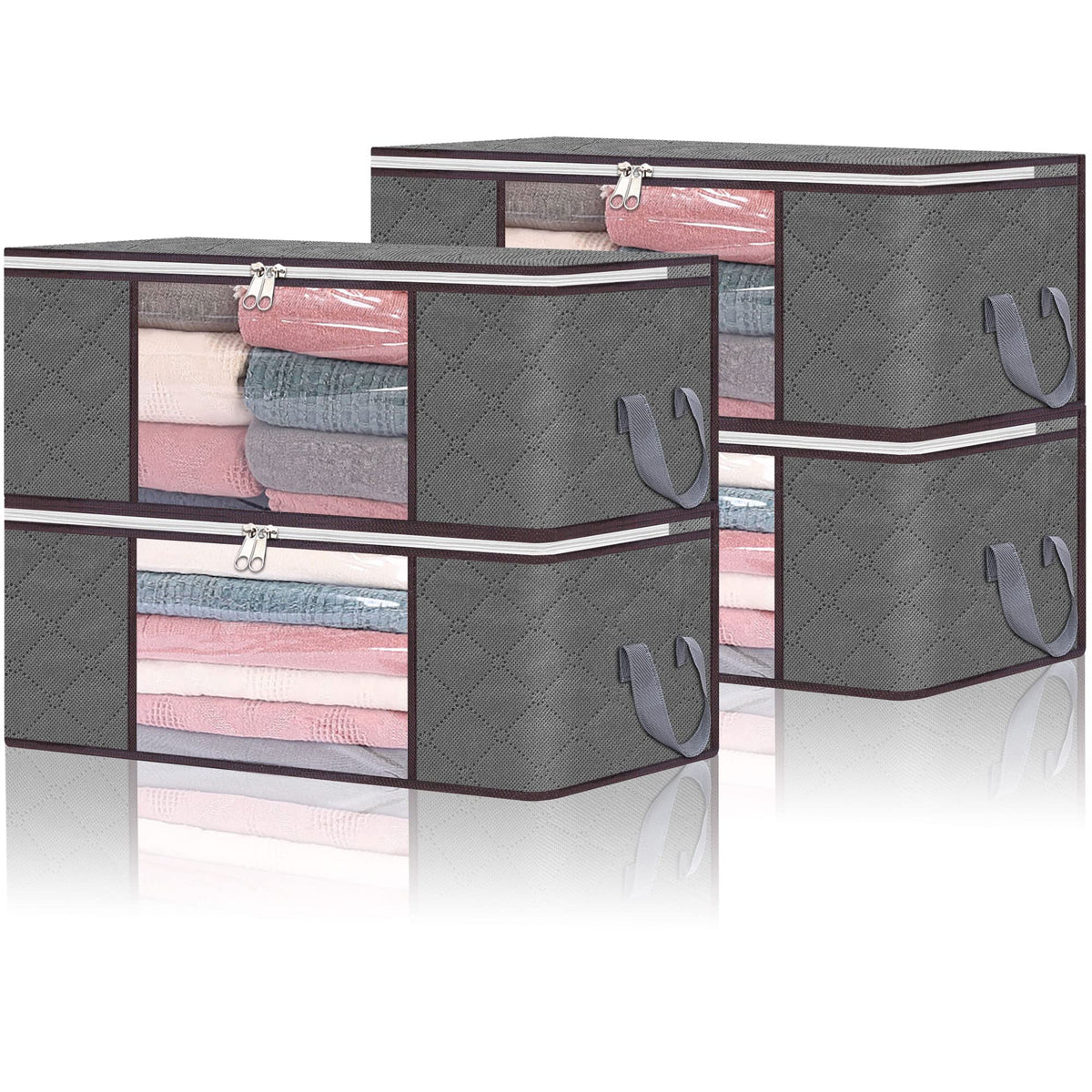 Vieshful 4 Pack Large Capacity Clothes Storage Bags, 35L Grey