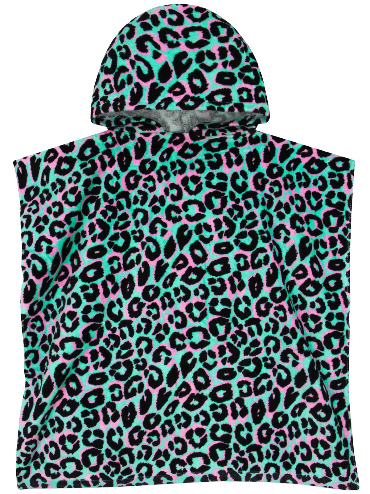 Harry Bear Girls Towel Poncho, Leopard Print Kids Towel Poncho, Cotton Beach Towels And Swimming Towels, One Size, Green