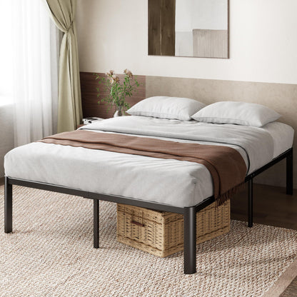 Zinus Van King size Bed frame - Bed 150x200 cm - 41 cm Height with Underbed Storage - Metal Platform Bed frame - Black