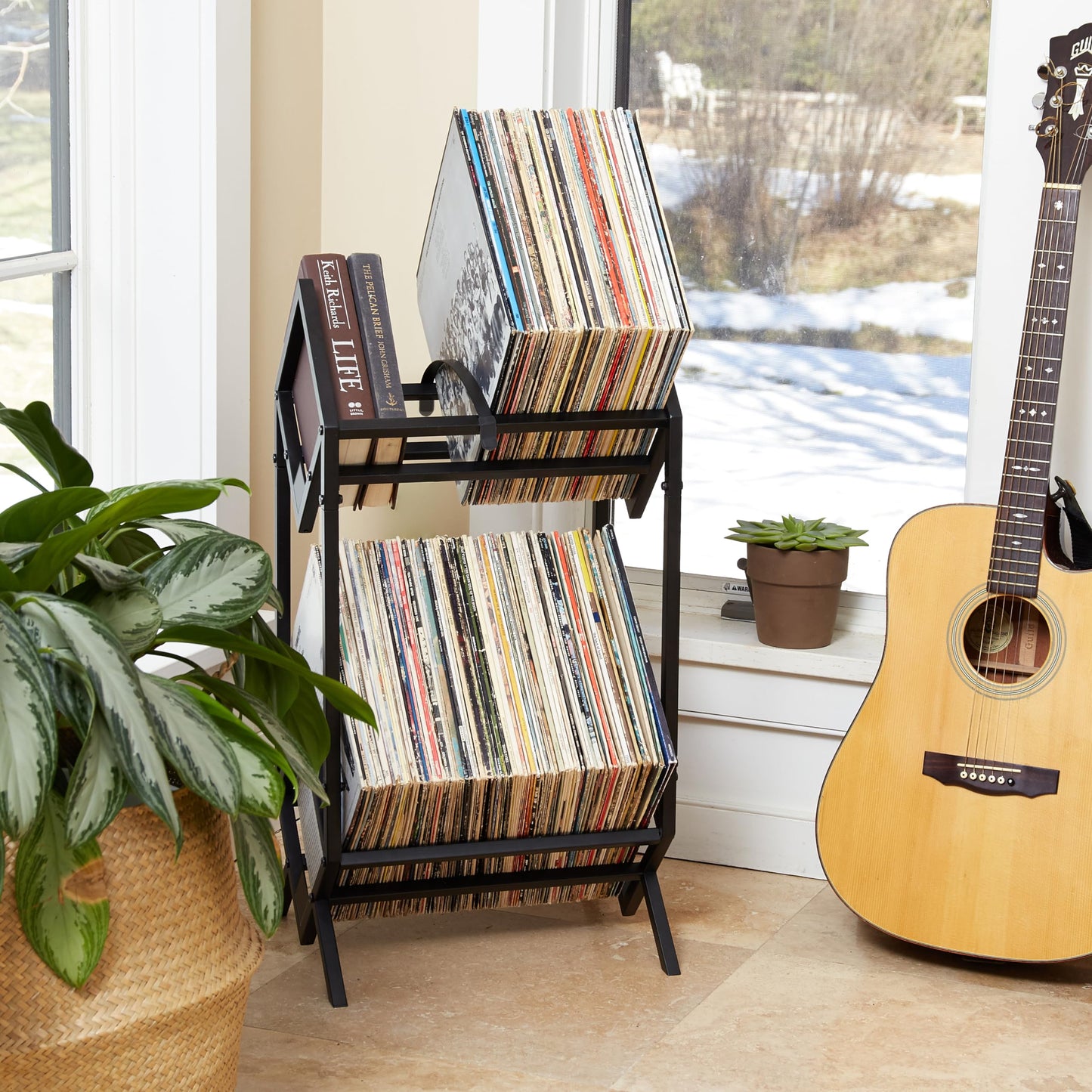 MODERN VINYL Record Holder - Matte Black Metal - 160-200 LP Storage - Simple, Quick Assembly - Vinyl Display, Storage - High-End Design