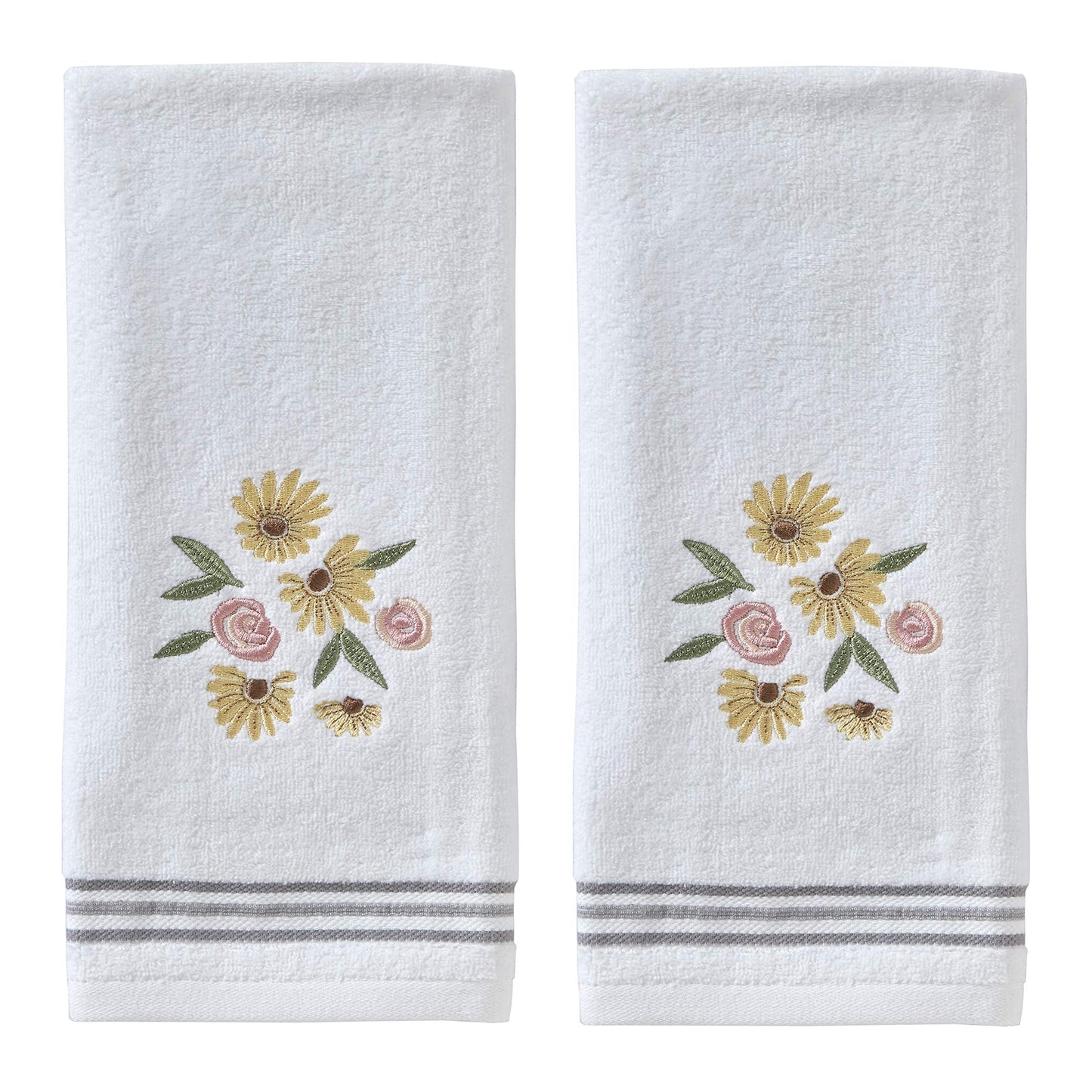 SKL Home HandTowelSet, Cotton, White, 16x25