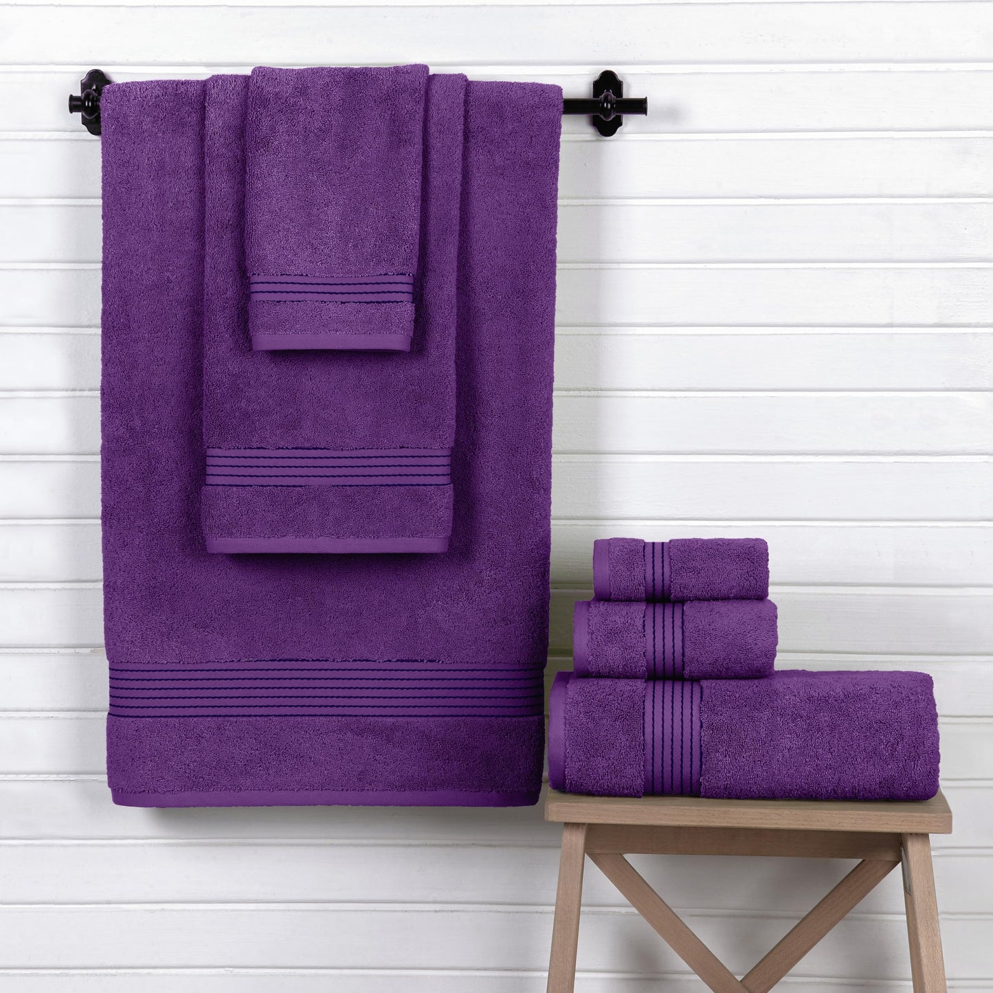 Elegant Comfort Premium Cotton 6-Piece Towel Set, Includes 2 Washcloths, 2 Hand Towels and 2 Bath Towels, 100% Turkish Cotton