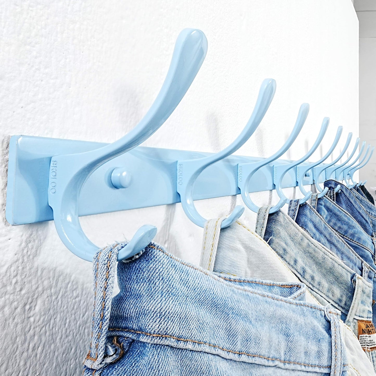SKOLOO Coat Rack Wall Mounted - 10 Hooks, Pack of 2, Heavy Duty, Stainless Steel, Metal Wall Coat Hanger, Sturdy Wall Hooks for Hanging Coat, Jacket