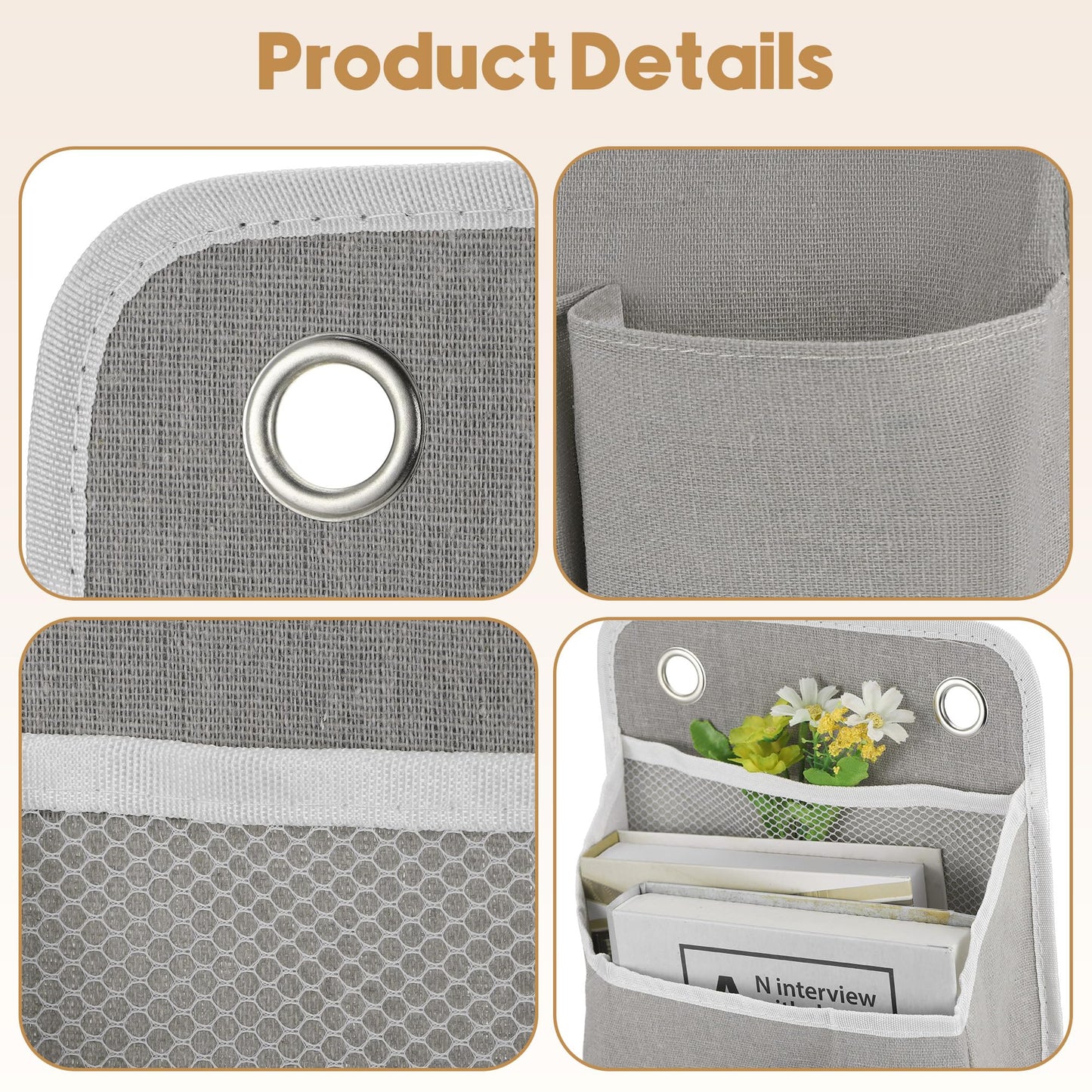 Huiguli 2 Pcs Foldable Wall Hanging Storage Bag with 4 Hooks