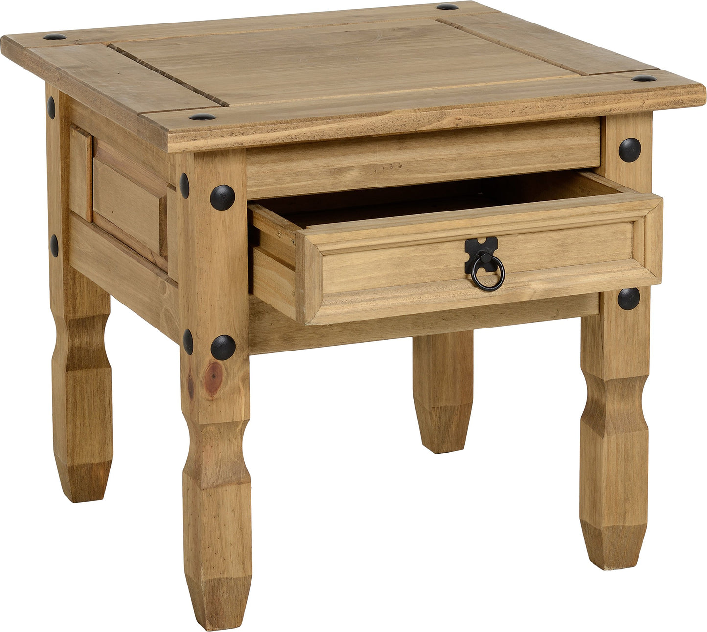Seconique Corona 1 Drawer Lamp Table in Distressed Waxed Pine