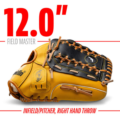 Franklin Sports Baseball and Softball Glove - Field Master - Baseball and Softball Mitt, 12" - Trapeze Web, Tan