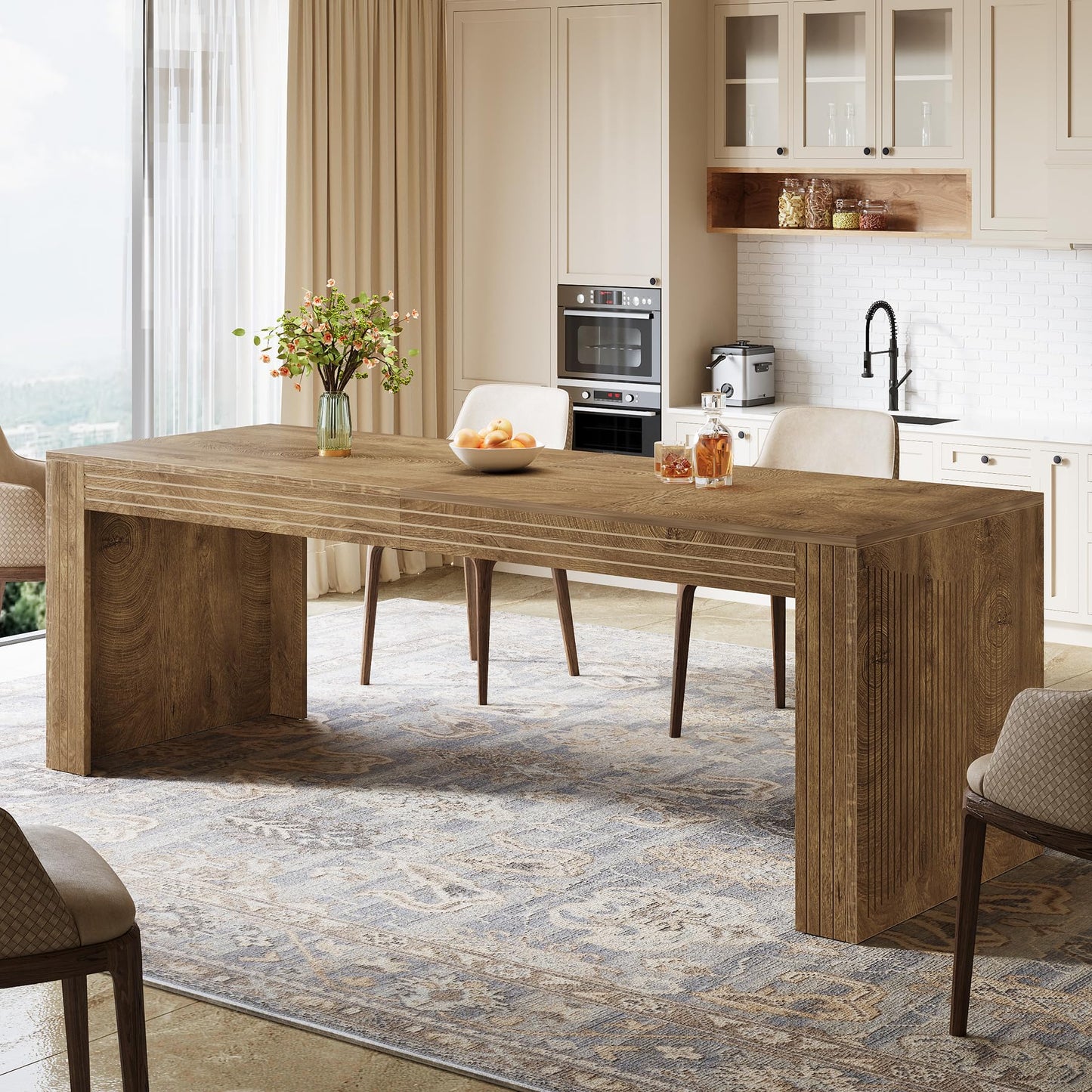 Tribesigns 78.7-inch Large Dining Table for 6-8, Rectangular Kitchen Table with Heavy Duty Pedestal