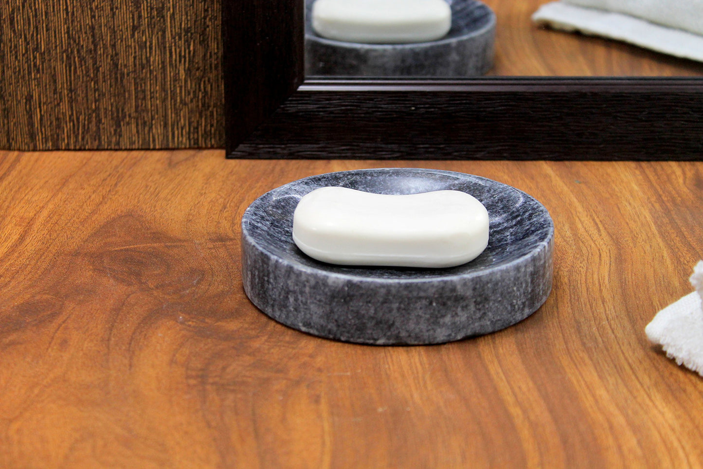 KLEO Natural Marble Stone Soap Dish Soap Holder Bath Accessories For Bathroom, Tub or Wash Basin Accessory (Black)