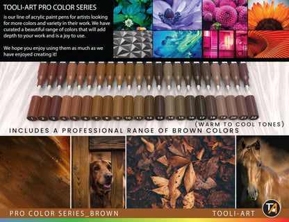Acrylic Paint Pens 22 Brown Tones Assorted Pro Colour Series Markers Set 0.7mm Extra Fine Tip for Rock Painting, Glass, Mugs, Wood, Metal, Canvas,