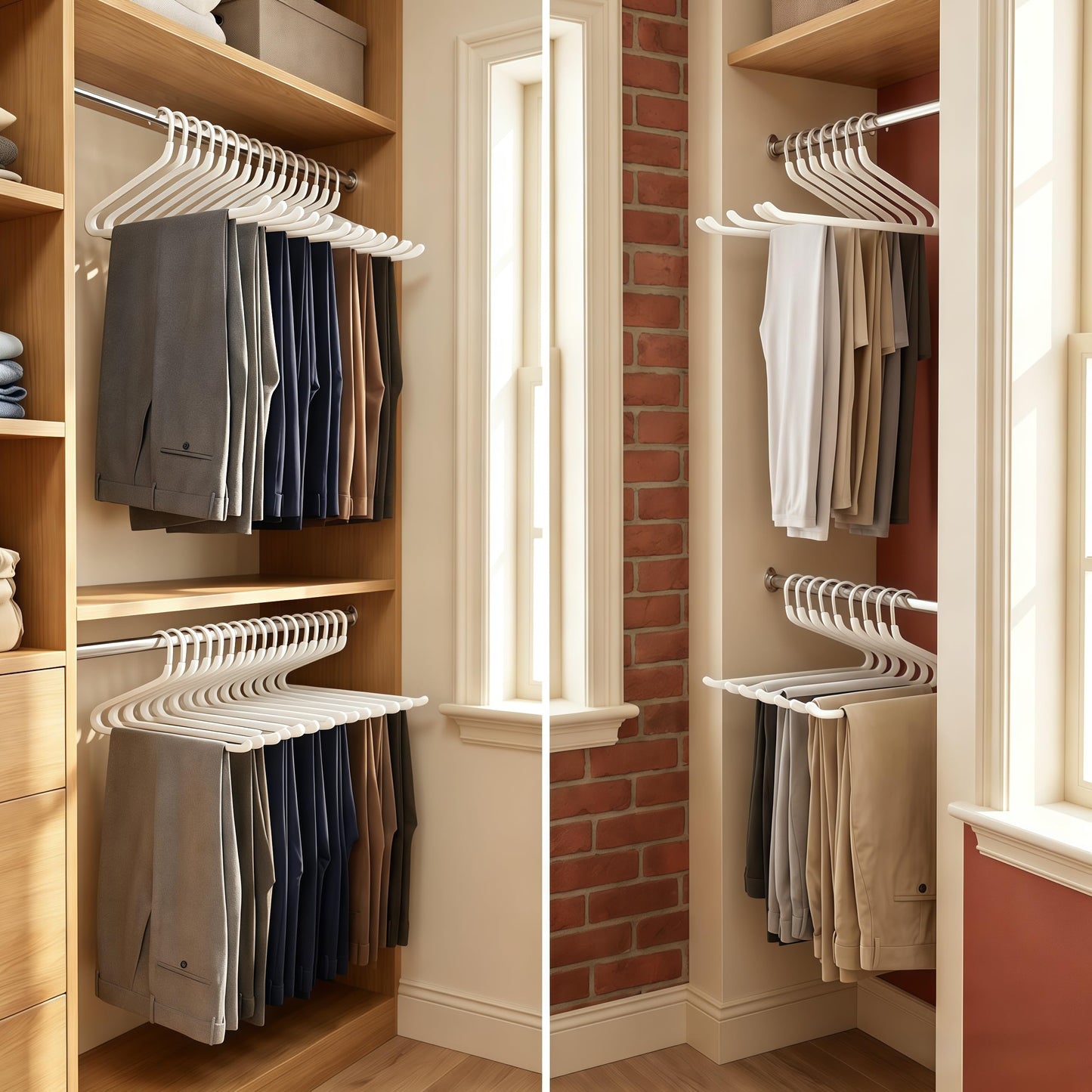Trousers Hangers, 10 Pack Jeans Hangers White for Women Men, Non-Slip Open Ended Metal Pants Hangers for Wardrobe & Clothes Rail