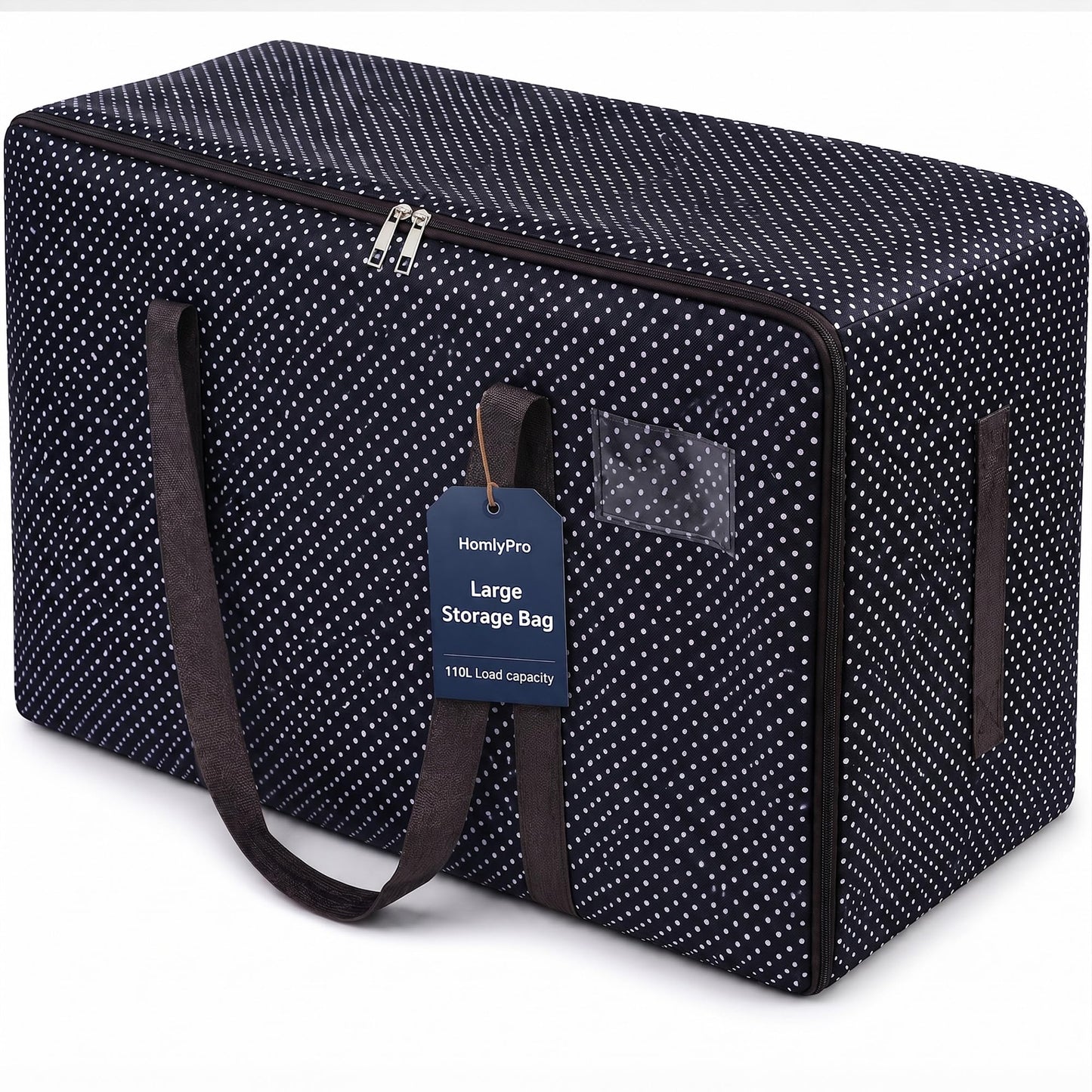 HomlyPro 110L Large Storage Bag, Heavy Duty Waterproof Bag with Zip, Strap & Handle for Moving House Essentials, College Dorm, Christmas Decor