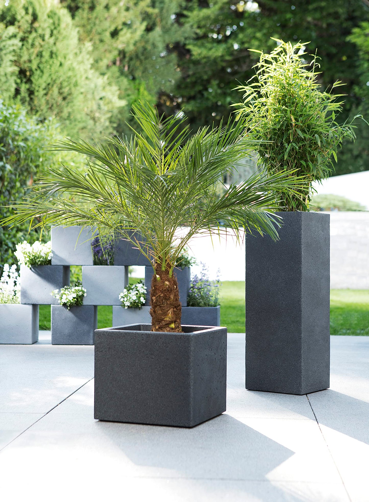 Scheurich C-Cube Planter Stony Black ? 40 cm, height 33 cm