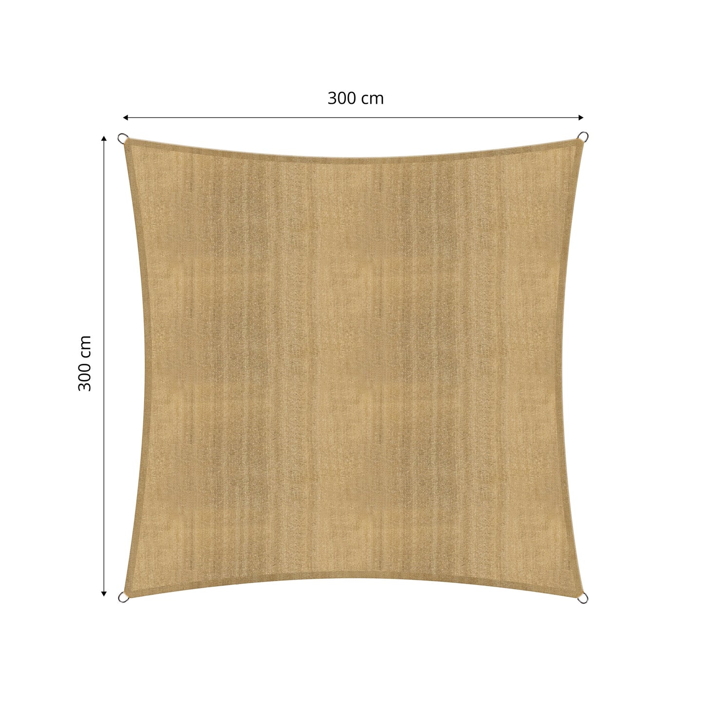 Lumaland Sun sail square 3 x 3 metres | Weatherproof sun protection incl. fastening ropes | Terrace, garden & balcony shade provider made of HDPE sail
