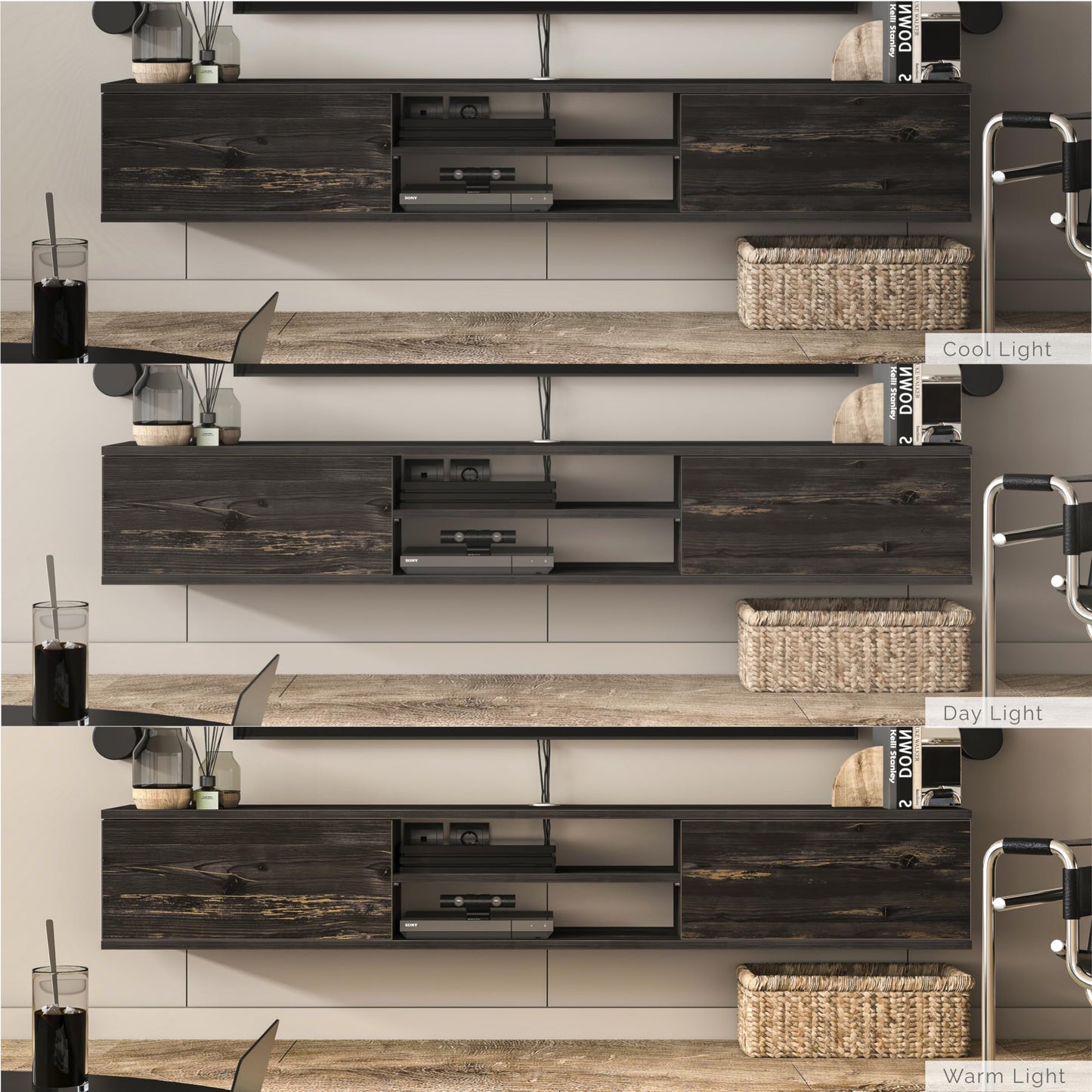 Uniqtrio Floating TV Unit, Floating TV stand Cabinet, TV Units for Living Room 75 inch TVs, TV Stand Unit, TV Table, Media Wall Unit