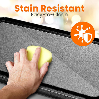 Nutrichef Reversible Cast Iron Griddle Pan  50.7cm x 25.7cm, Non-Stick Flat & Ridged Grill Plate for Hob, Oven & BBQ, Induction & Gas Safe,