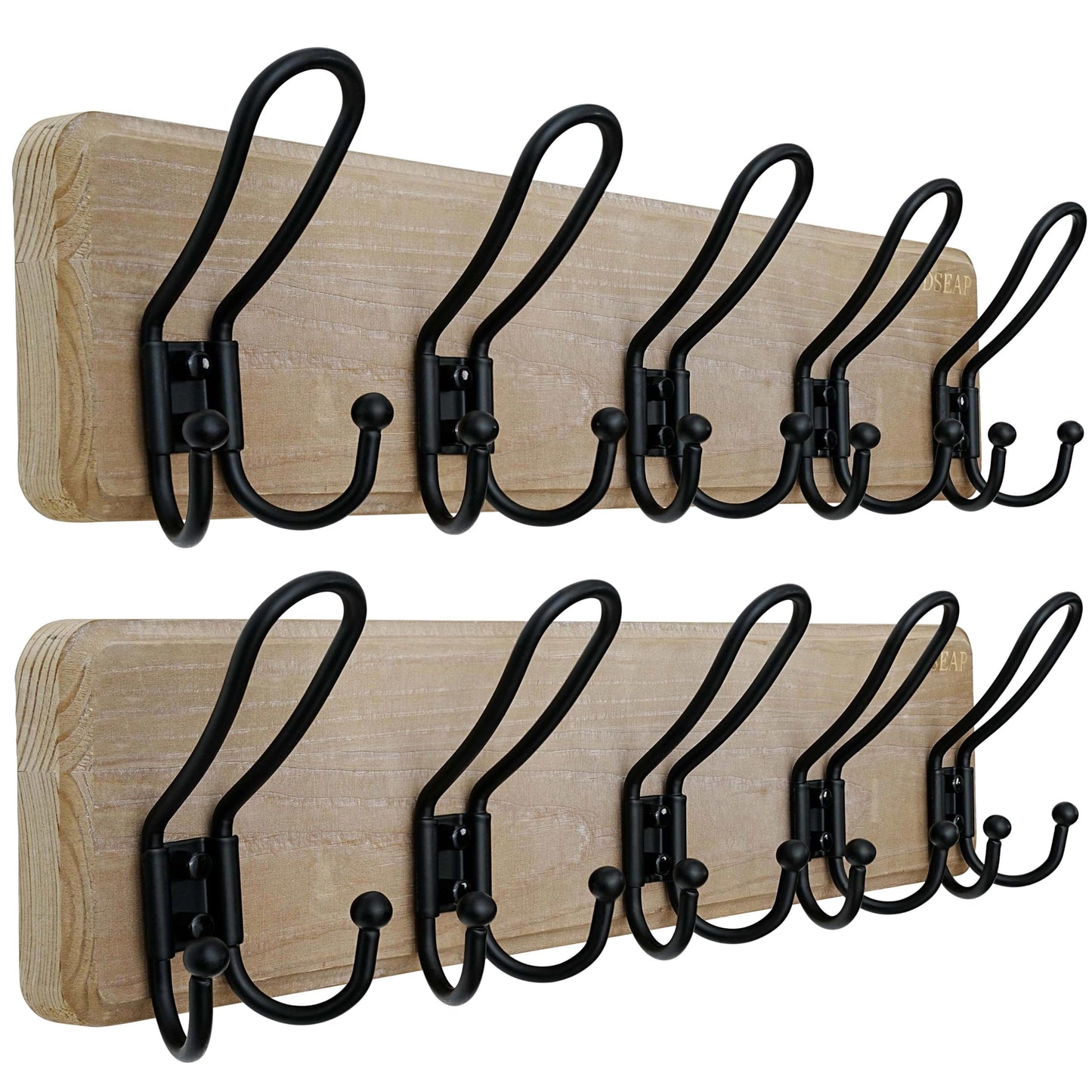 Dseap Coat Rack Wall Mounted - Heavy Duty Farmhouse Rustic Wall Coat Hanger with 5 Wire Hooks for Clothes Hat Jacket Towel, RusticWire, J1-5A