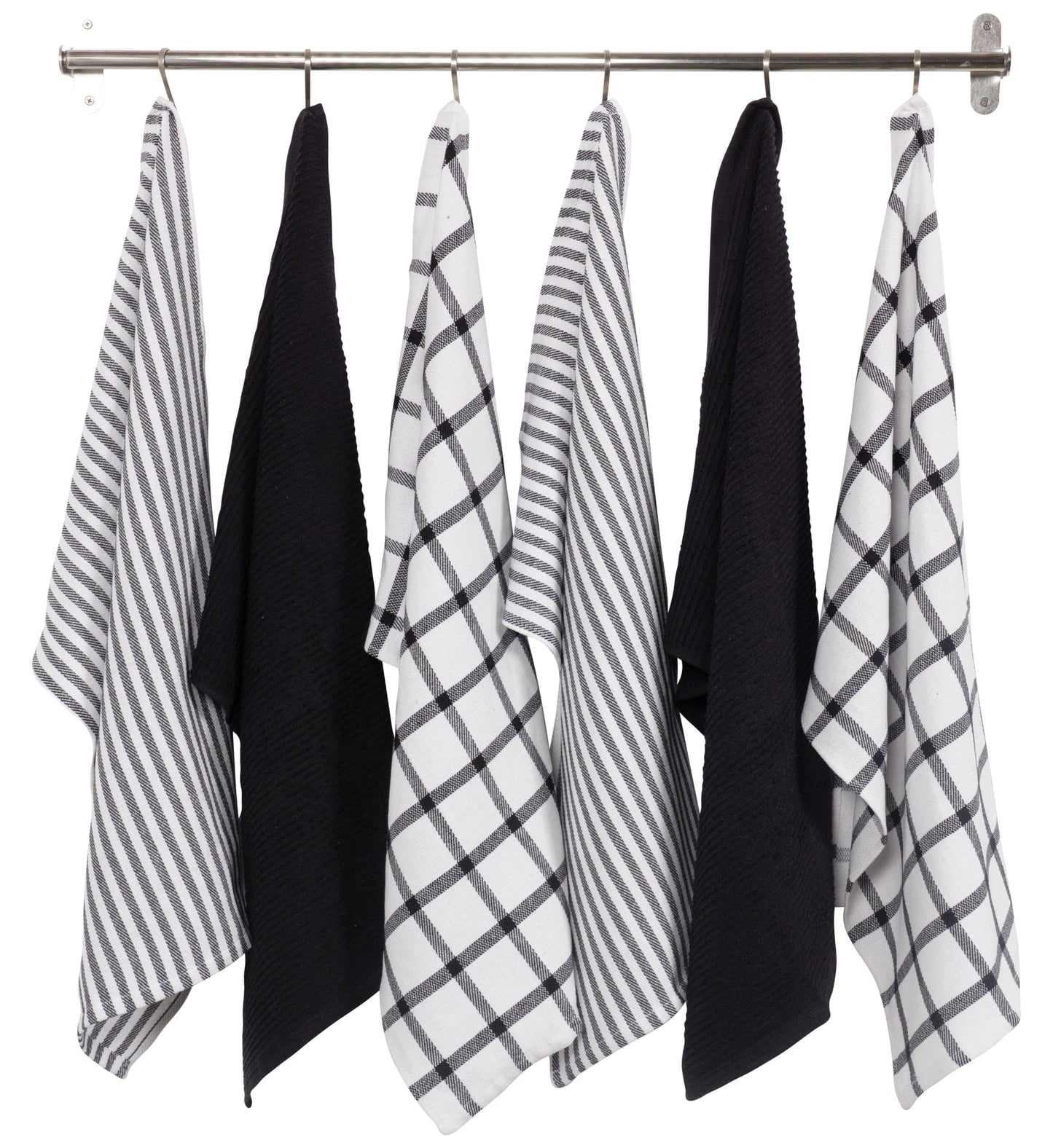 KAF Home Mixed Flat & Terry Kitchen Towels | Two Sets of 3 18 x 28 Inches | 4 Flat Weave Towels for Cooking and Drying Dishes