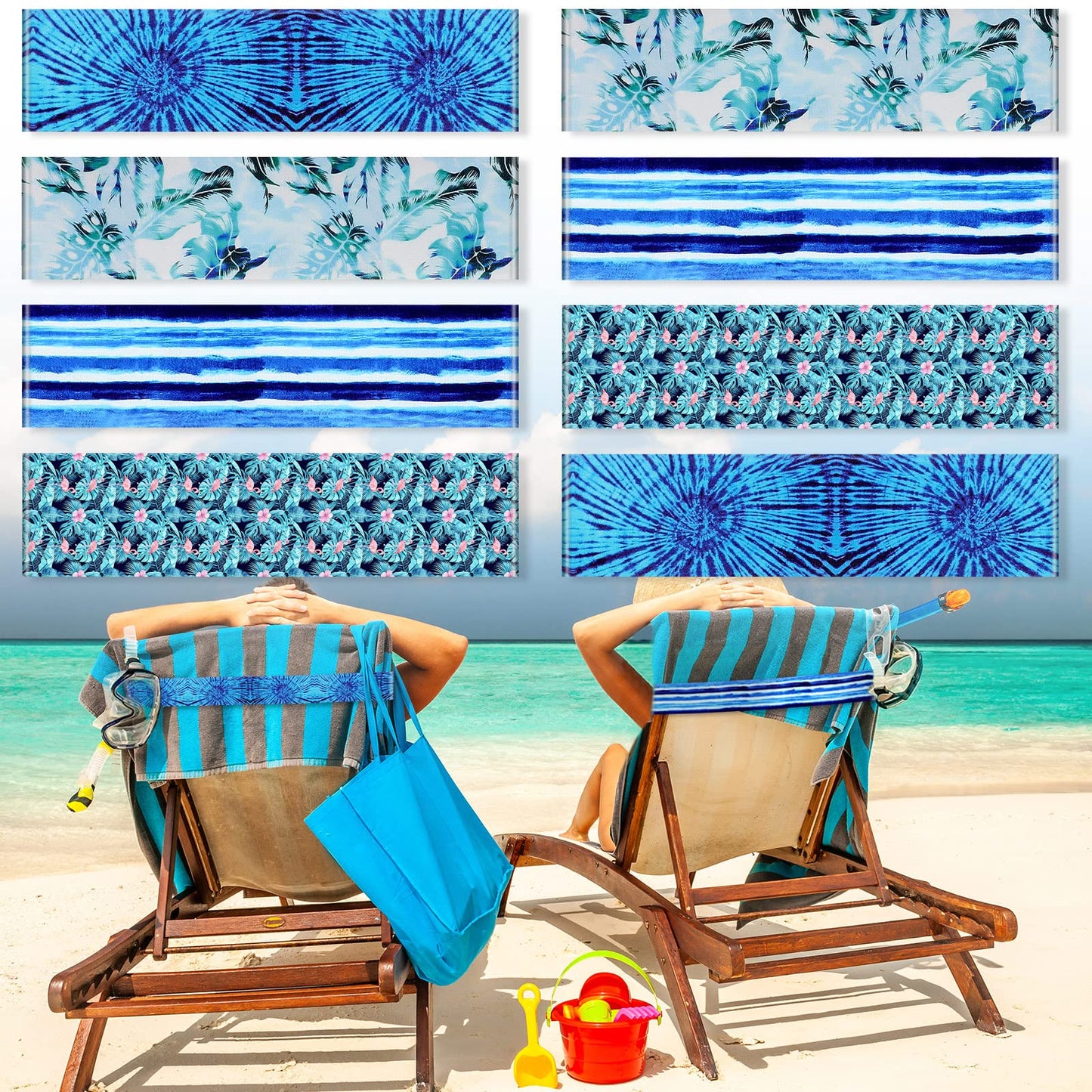 Boao 8 Pack Towel Bands for Beach Chairs Clips Pool Lounge Cruise Chair Strap Holder Elastic Windproof Accessories Summer