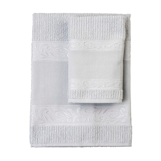 FILET - Guest Towel Set with Aida Insert for Embroidery, Made of 100% Cotton Terry Towelling, Soft and Absorbent, Gentle on The Skin, 100% Made in