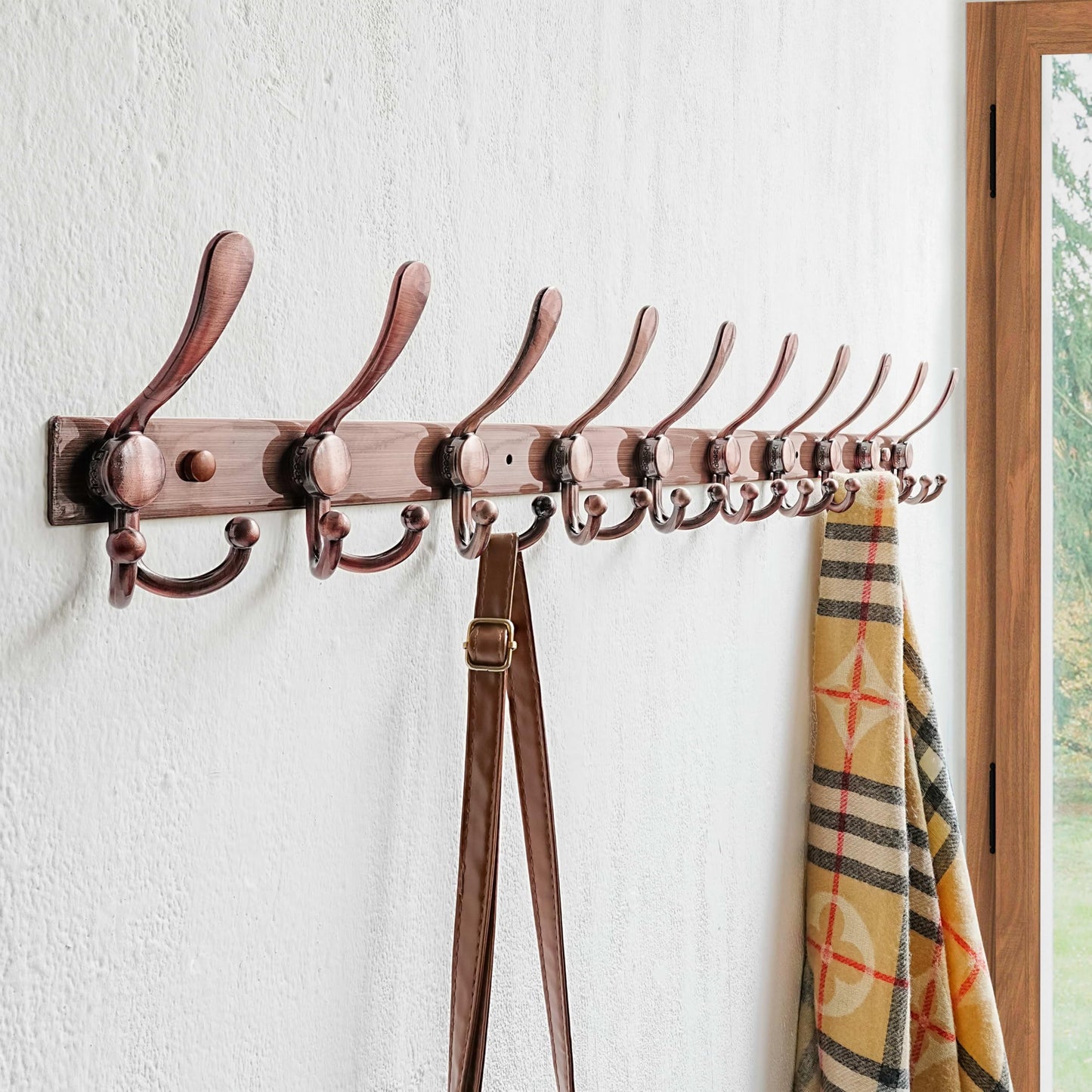 Dseap Coat Rack Wall Mount 94cm, Heavy Duty 2.5mm Base vs Flimsy 1mm, Double-Thick Solid Anti-Snap Hooks