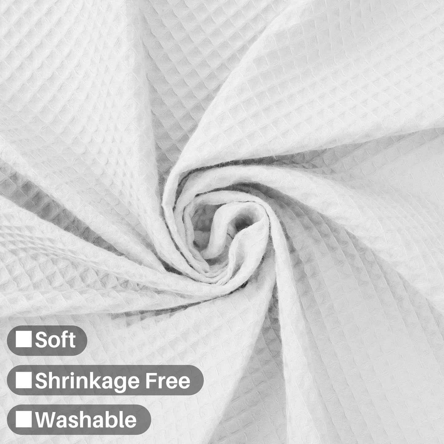 Barossa Design Cotton Blend Shower Curtain Extra Wide 108 Inch - Honeycomb Waffle Weave, Hotel Luxury & Spa, Heavy Weight Fabric, Washable - White