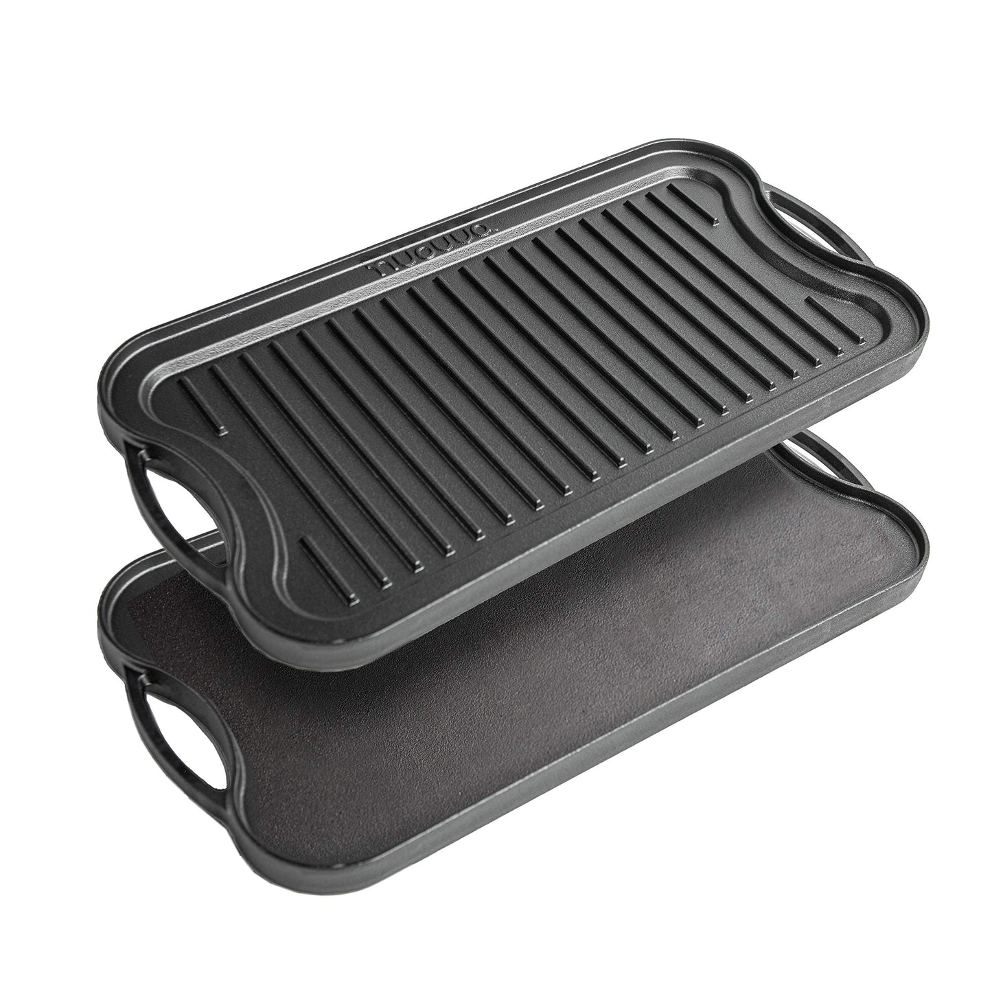 nuovva Cast Iron Griddle Plate for Gas Hob and BBQ Griddle pan Double Sided Pre-Seasoned, Grill Plate Tray, for Healthy and Delicious Cooking, Flat