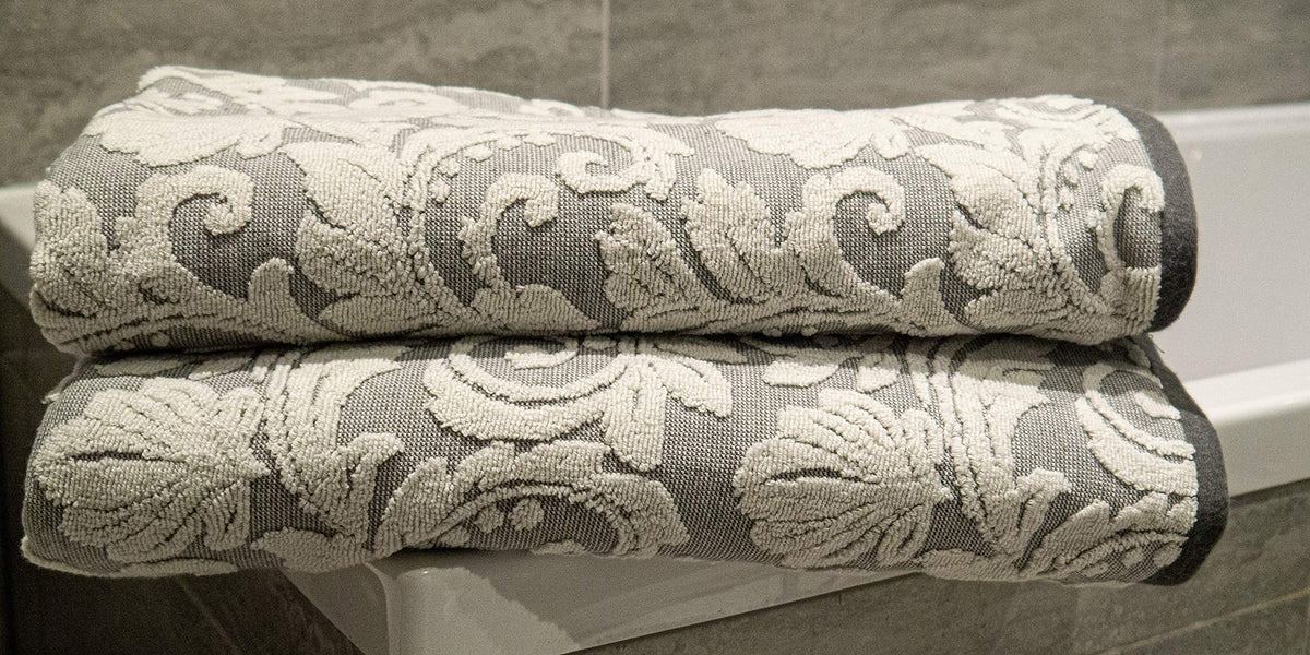 Lex's Linens Jacquard Floral Bath Sheet Grey