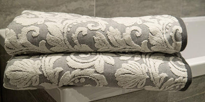 Lex's Linens Jacquard Floral Bath Sheet Grey
