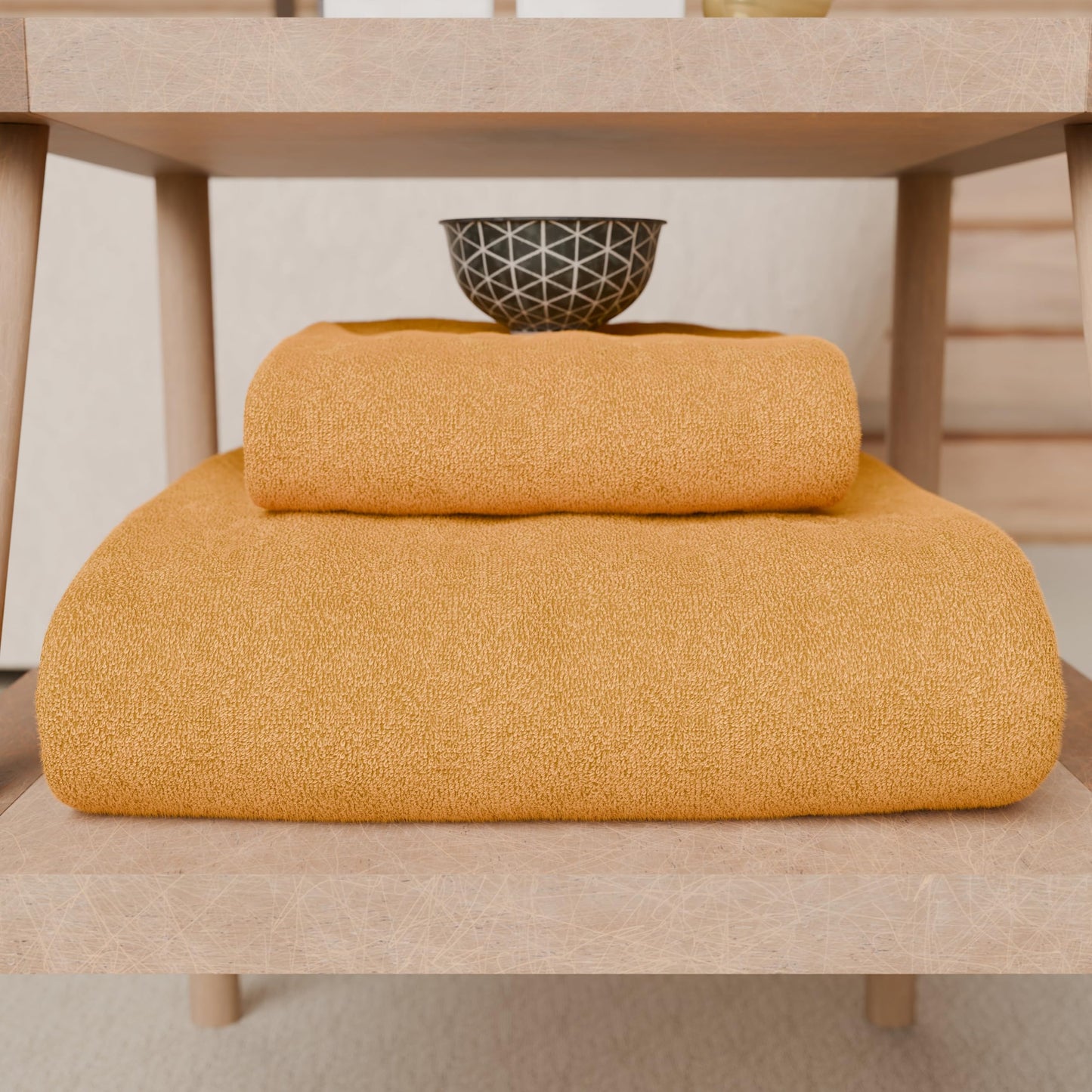 PETTI Artigiani Italiani - 100% Cotton Terry Bath Towels, 2+2 Towel Set, 4 Pieces 2 Face Towels and 2 Hand Towels, Orange Towels